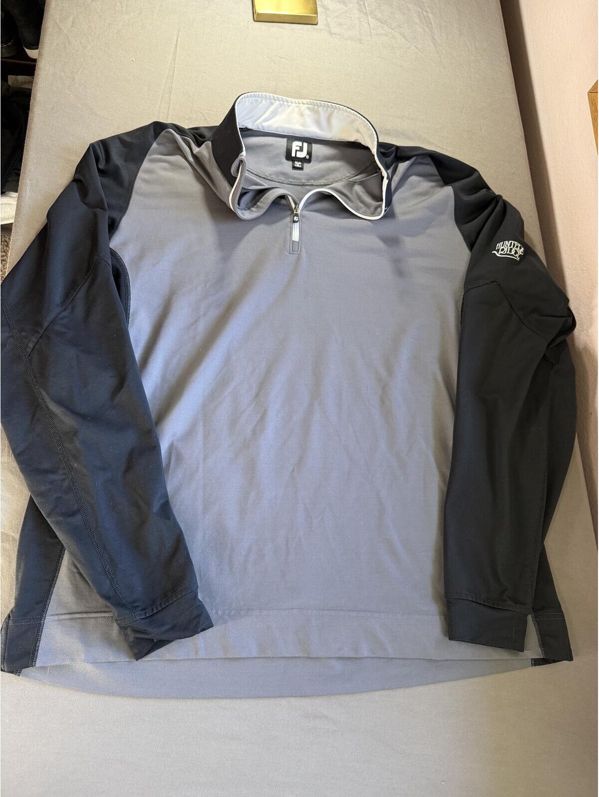 Footjoy Fj Men's Quarter Zip Golf Pullover Long Sleeve Gray Black